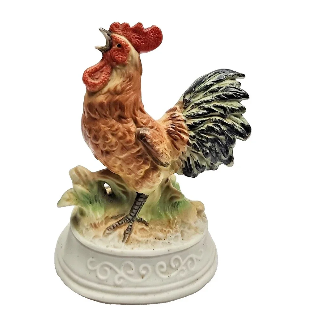 Vintage Inarco Crowing‎ Rooster Figurine Kitschy Chicken Farm